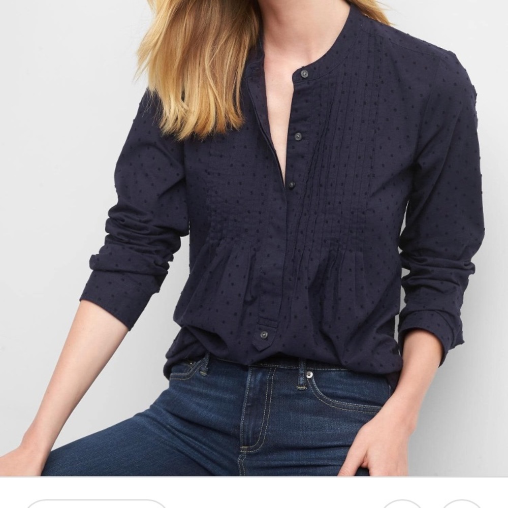 Gap Swiss Dot Pintuck Blouse